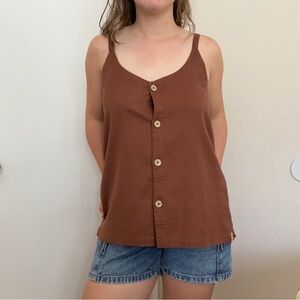 tentree Brown Button-Front Camisole